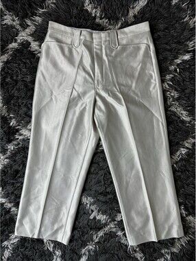 Vintage 70s Buffalo Country Western Wear Shiny Disco Pants Off White 36"